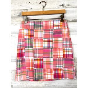 Talbots Womens 4 Petite Multi Color Patchwork Cotton A Line Mini Skirt Summer